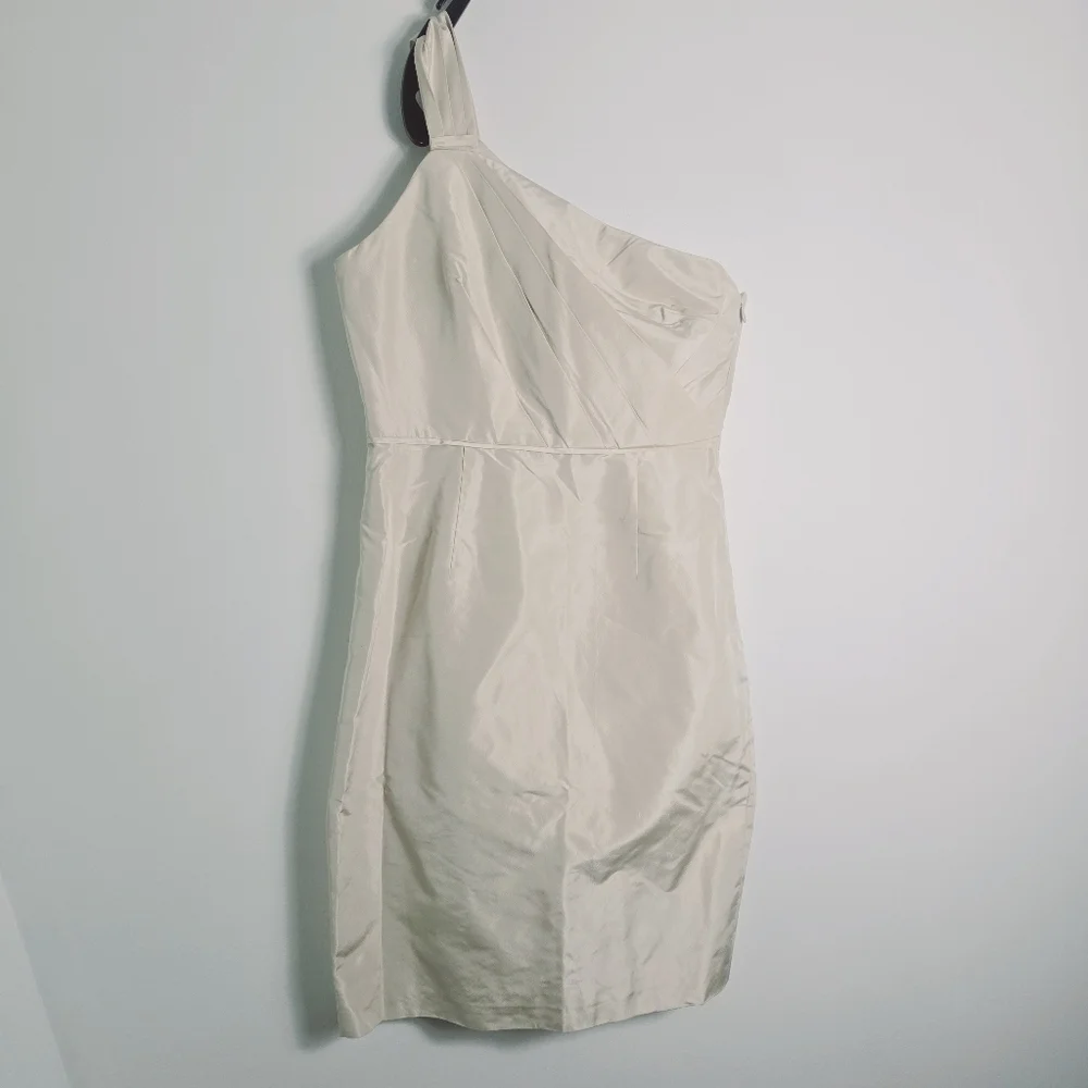 J. Crew Silk Lucienne One Shoulder Midi Cream  Dress
